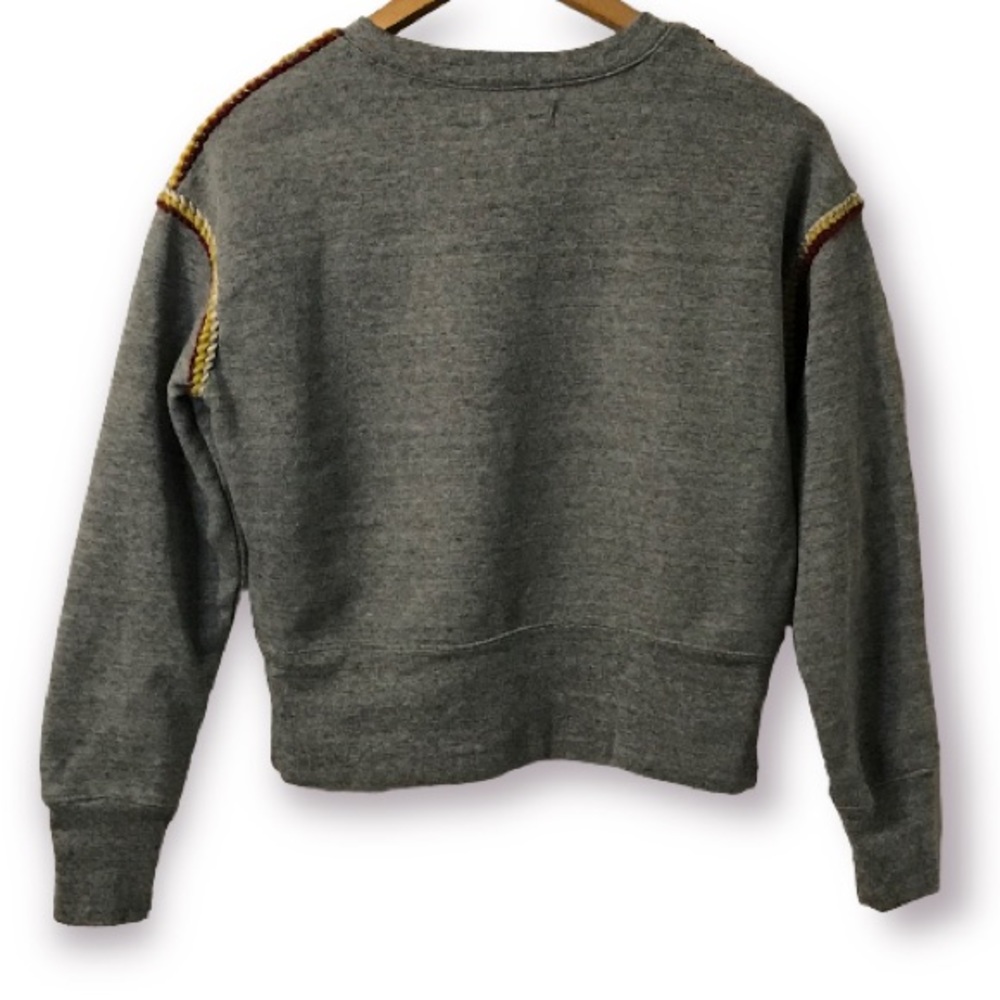 MILE(S) BY MADEWELL GREY CROPPED SWEATER WITH DECORATIVE KNIT ON SHOULDERS - Picture 6 of 7